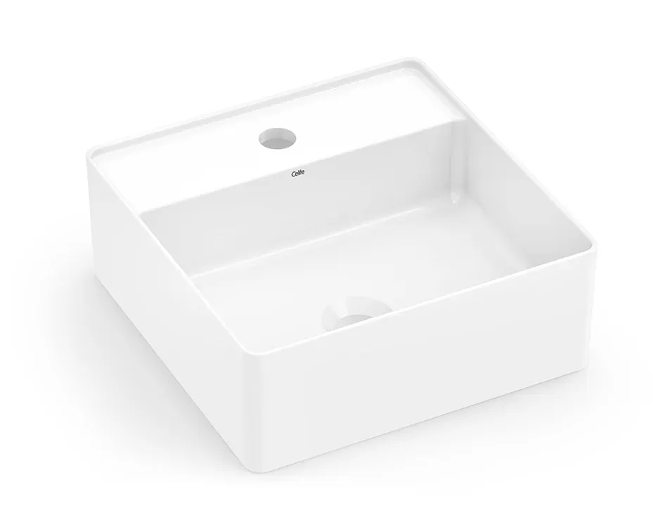 Cuba de Apoio 35x35 Quadrada Com Mesa Branca D3