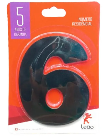 ALGARISMO ACM PT N¦ 6 12CM LEÃO