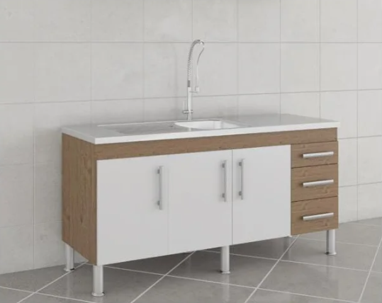 GABINETE COZINHA 100%MDF FLEX AMENDOA/BC 1,54MT MGM