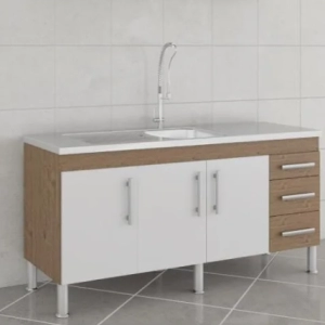 GABINETE COZINHA 100%MDF FLEX AMENDOA/BC 1,54MT MGM