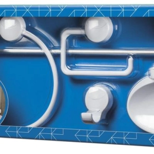 KIT ACESSÓRIOS WC TIVOLI BRANCO/CROMADO 5PC HERC